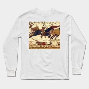 THE BAYEUX TAPESTRY ,ODO IN THE BATTLE OF HASTINGS ,NORMAN KNIGHTS HORSEBACK Detail Long Sleeve T-Shirt